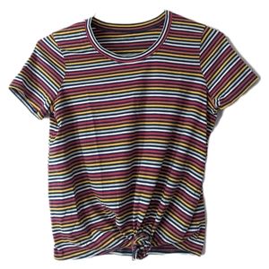 Madewell Tie-Front Rainbow Striped Tee
